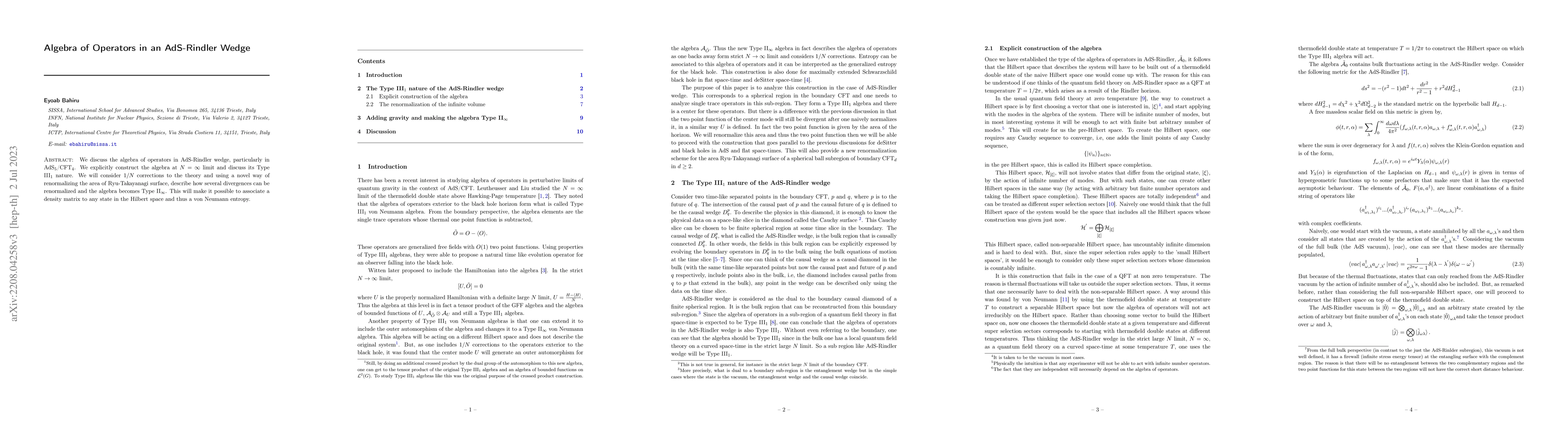Thumbnail for Algebra of operators in an AdS-Rindler wedge