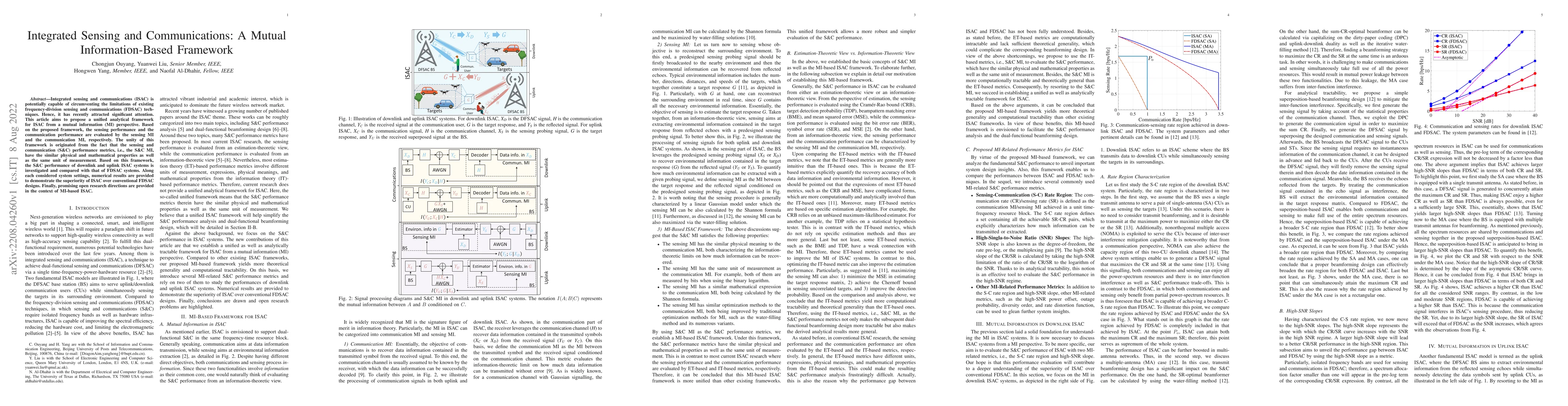Thumbnail for Integrated Sensing and Communications: A Mutual Information-Based
  Framework