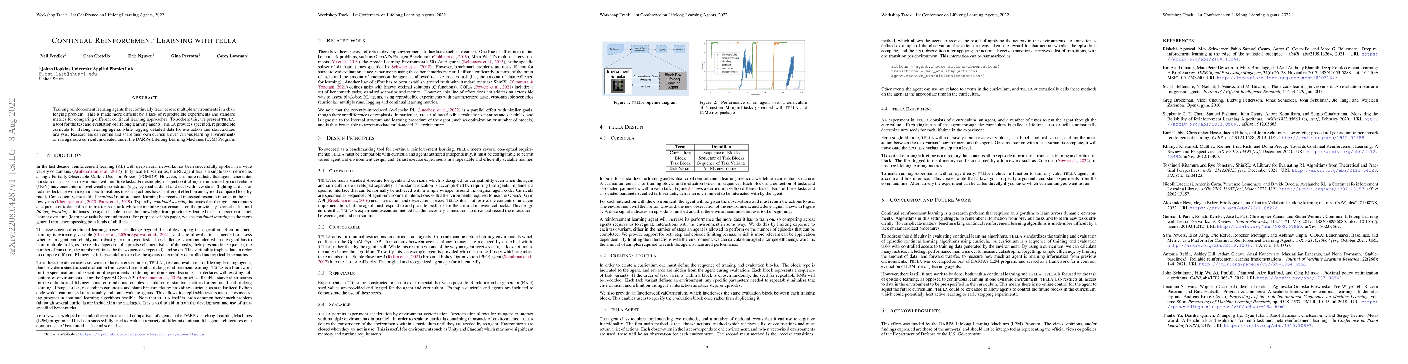 Thumbnail for Continual Reinforcement Learning with TELLA