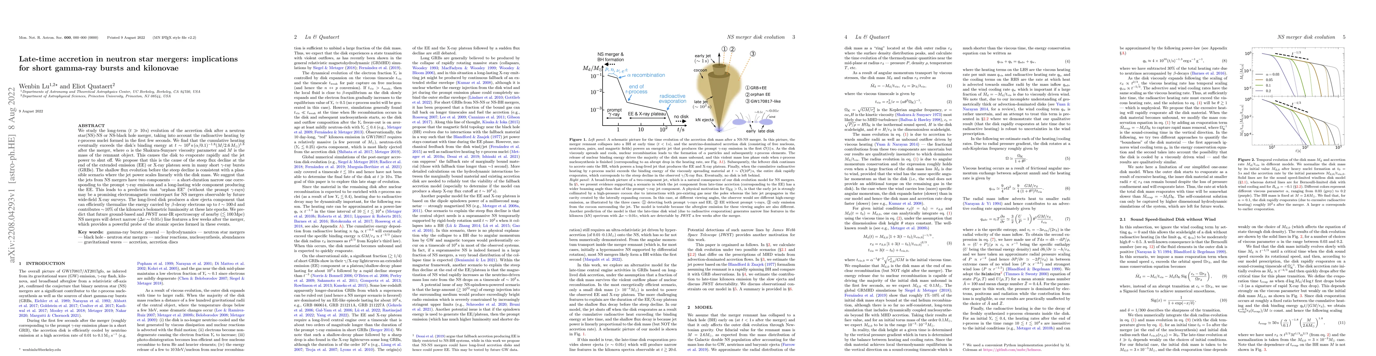 Thumbnail for Late-time accretion in neutron star mergers: implications for short
  gamma-ray bursts and kilonovae