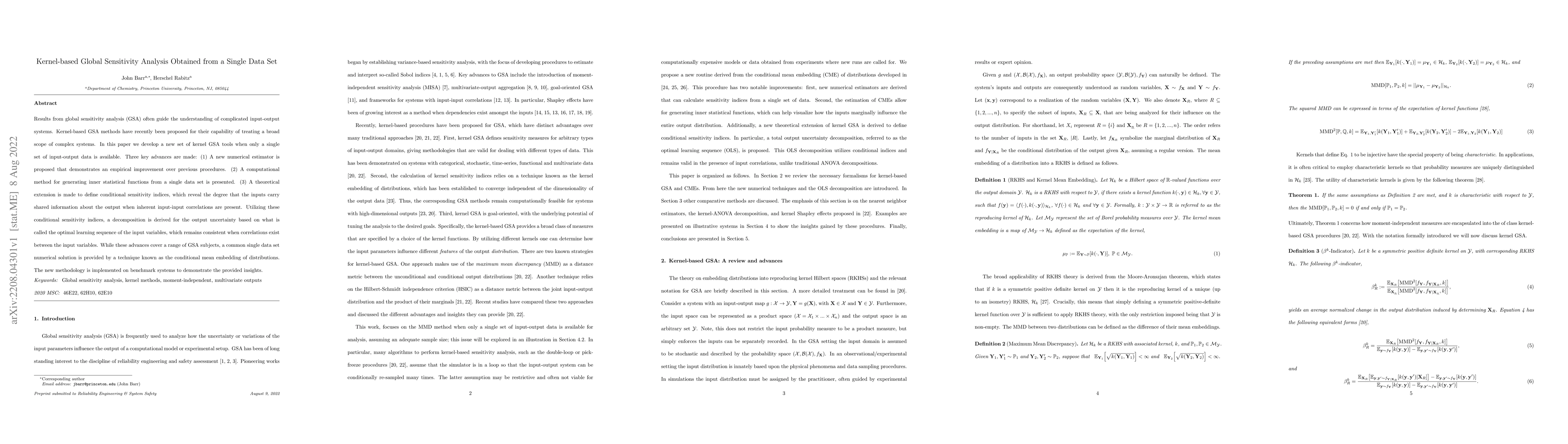 Thumbnail for Kernel-based Global Sensitivity Analysis Obtained from a Single Data Set
