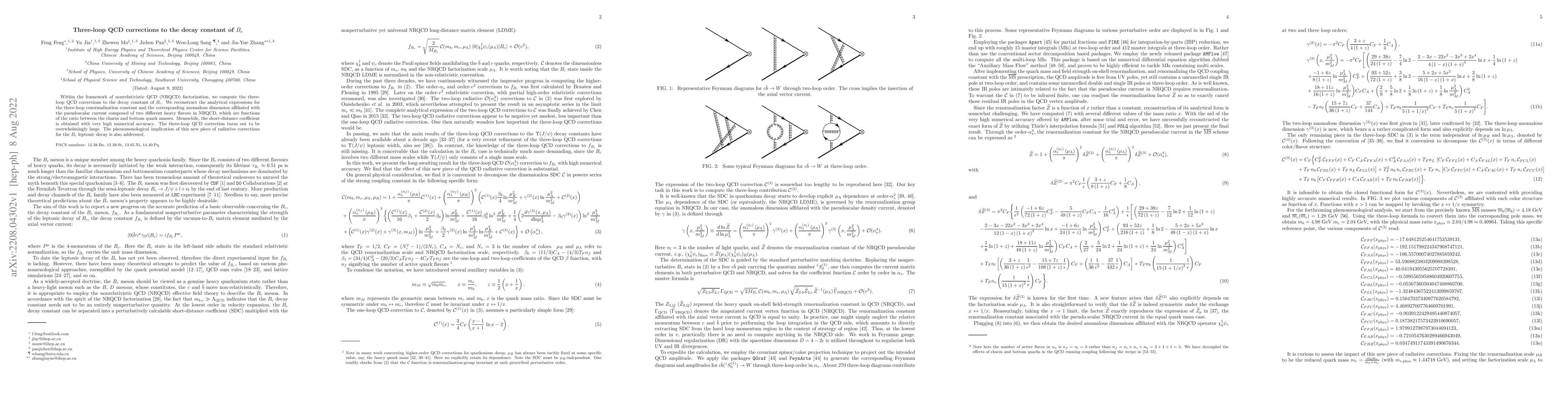 Thumbnail for Three-loop QCD corrections to the decay constant of $B_c$