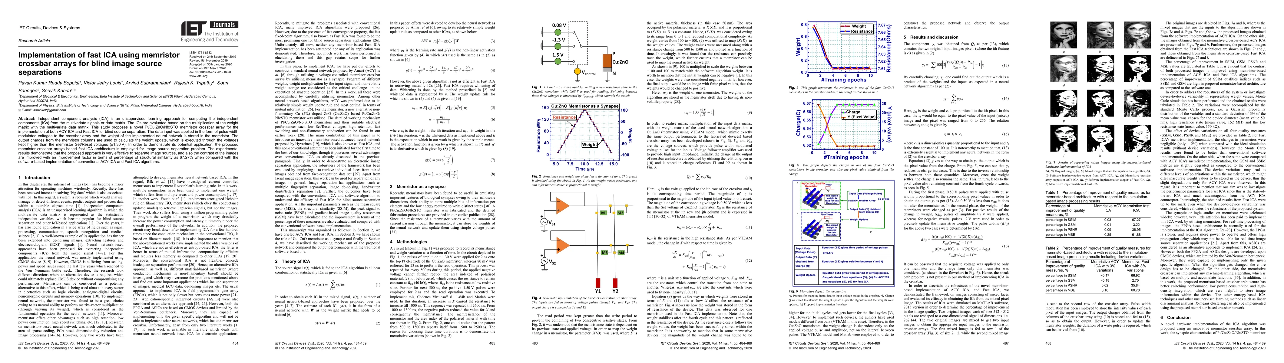 Thumbnail for Implementation of fast ICA using memristor crossbar arrays for blind
  image source separations