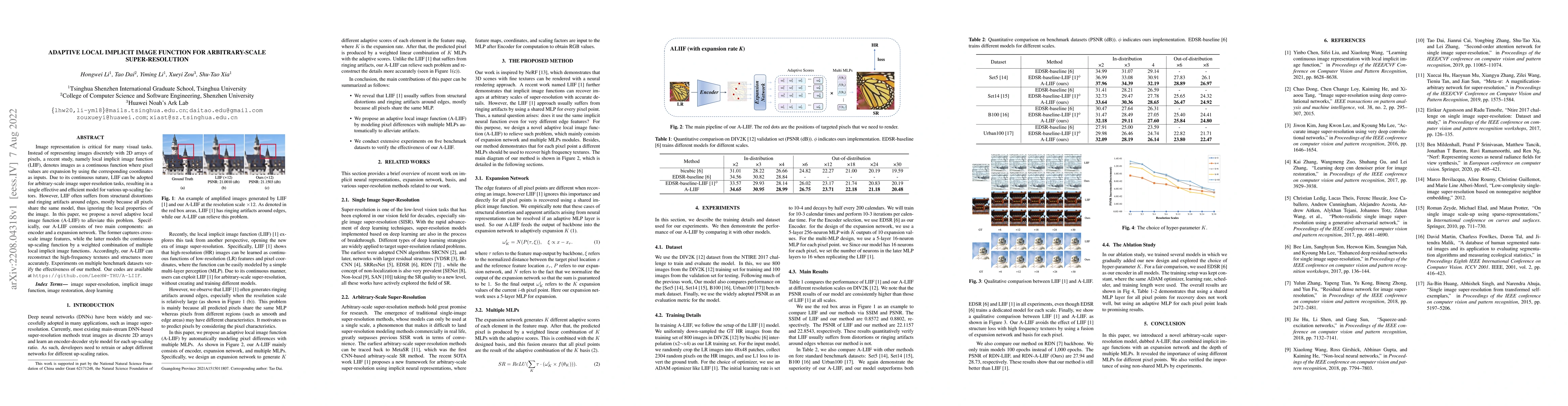 Thumbnail for Adaptive Local Implicit Image Function for Arbitrary-scale
  Super-resolution