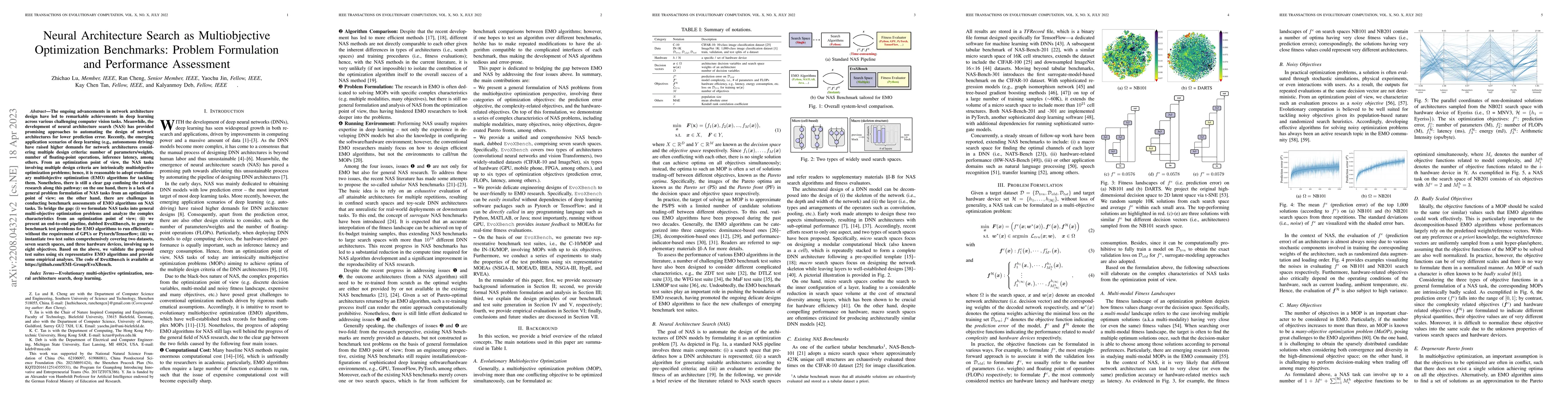 Thumbnail for Neural Architecture Search as Multiobjective Optimization Benchmarks:
  Problem Formulation and Performance Assessment