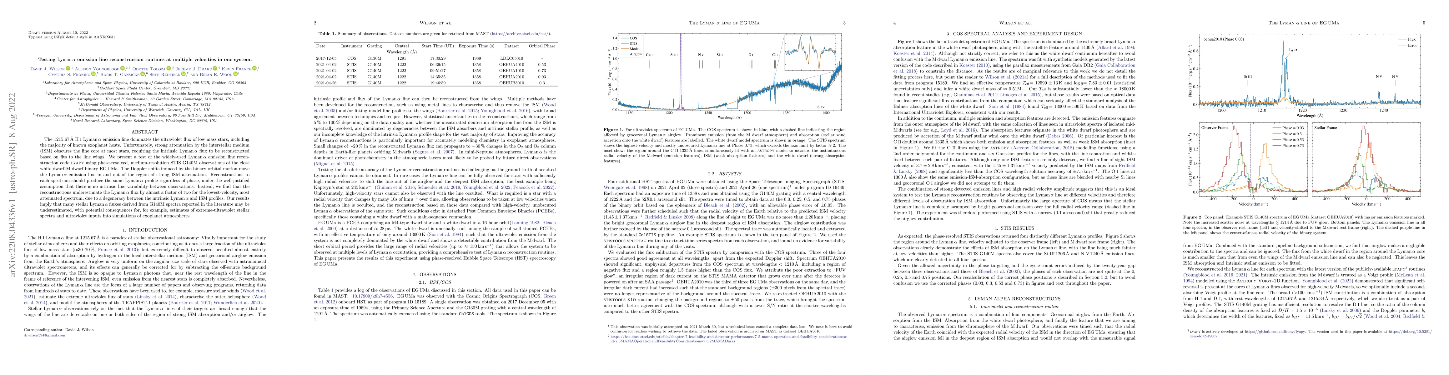 Thumbnail for Testing Lyman alpha emission line reconstruction routines at multiple
  velocities in one system