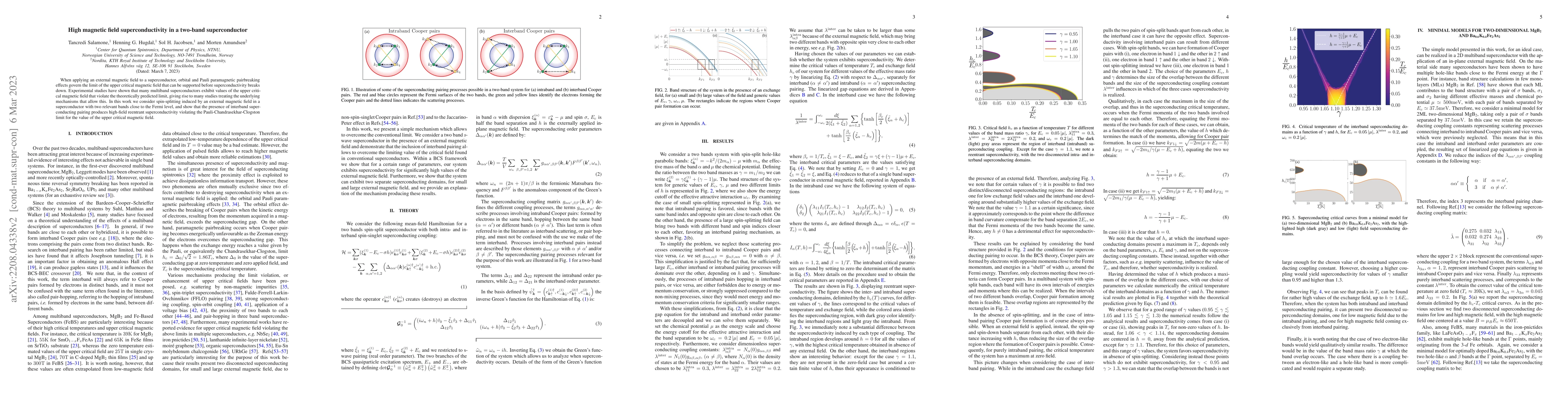 Thumbnail for High magnetic field superconductivity in a two-band superconductor