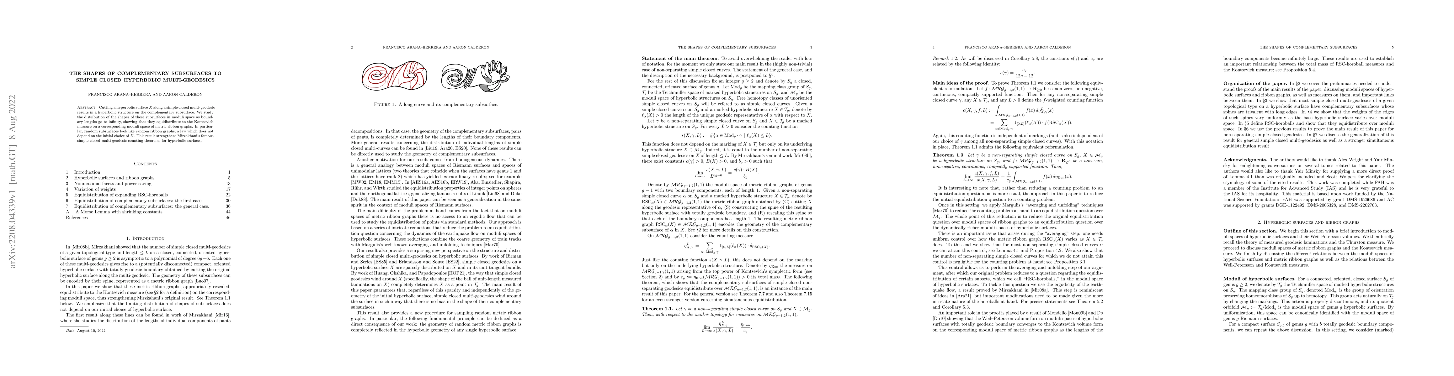 Thumbnail for The shapes of complementary subsurfaces to simple closed hyperbolic
  multi-geodesics