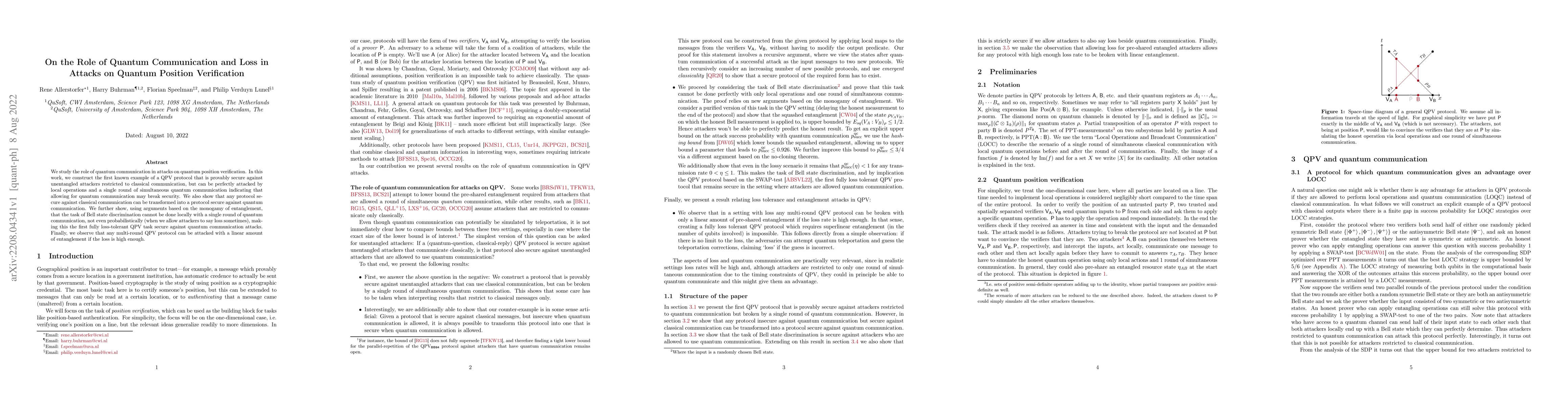 Thumbnail for On the Role of Quantum Communication and Loss in Attacks on Quantum
  Position Verification