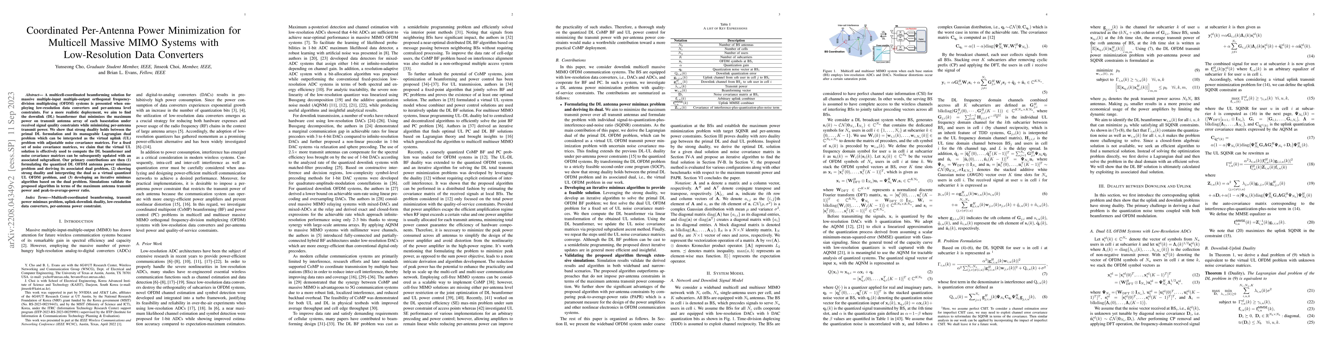 Thumbnail for Coordinated Per-Antenna Power Minimization for Multicell Massive MIMO
  Systems with Low-Resolution Data Converters