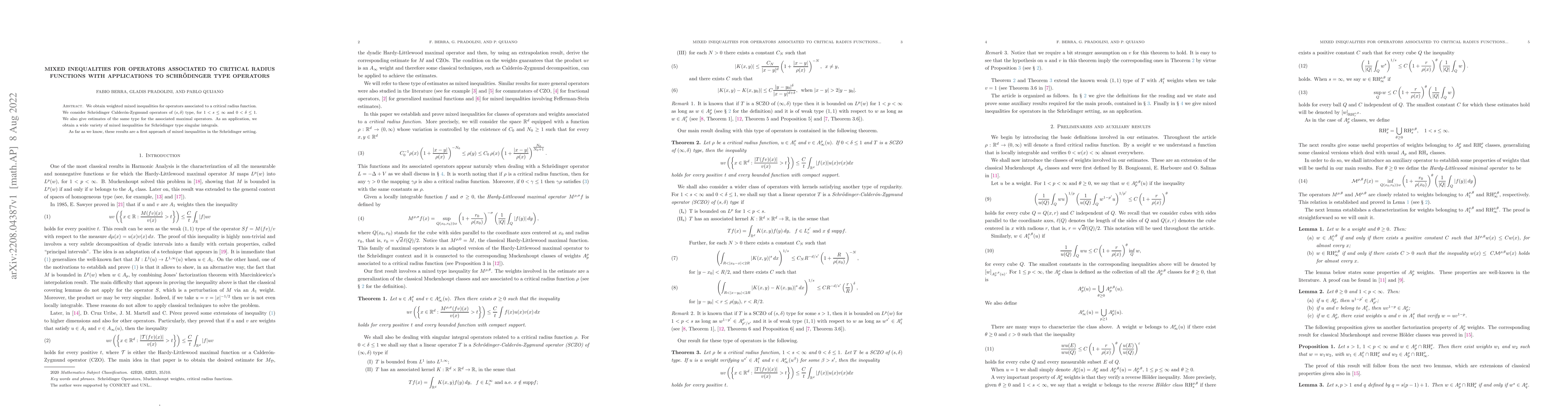 Thumbnail for Mixed inequalities for operators associated to critical radius functions
  with applications to Schr\"odinger type operators