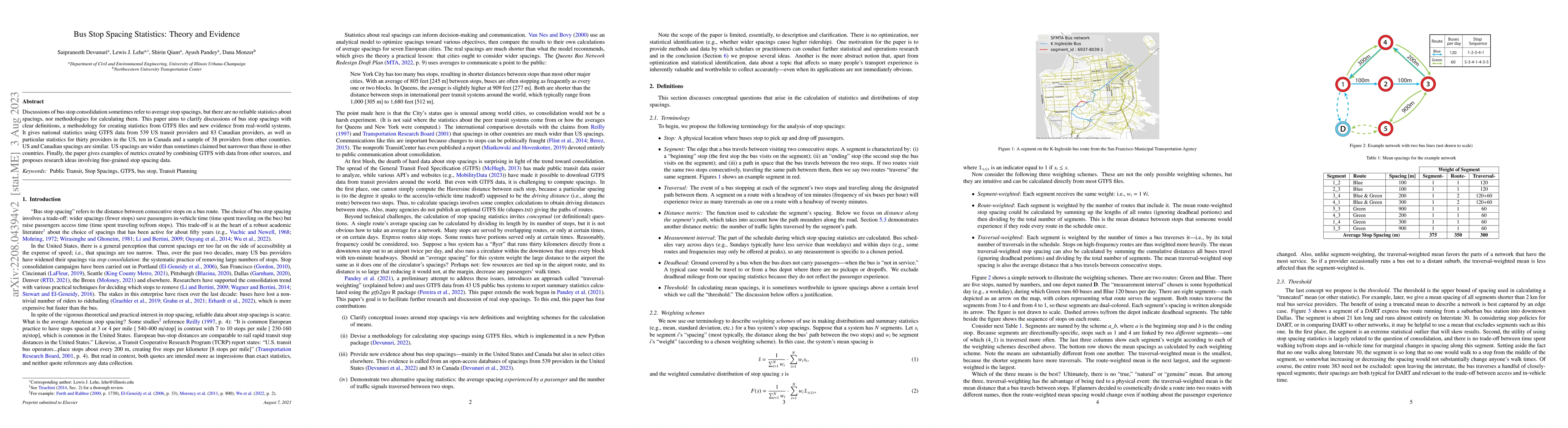 Thumbnail for Bus Stop Spacings Statistics: Theory and Evidence