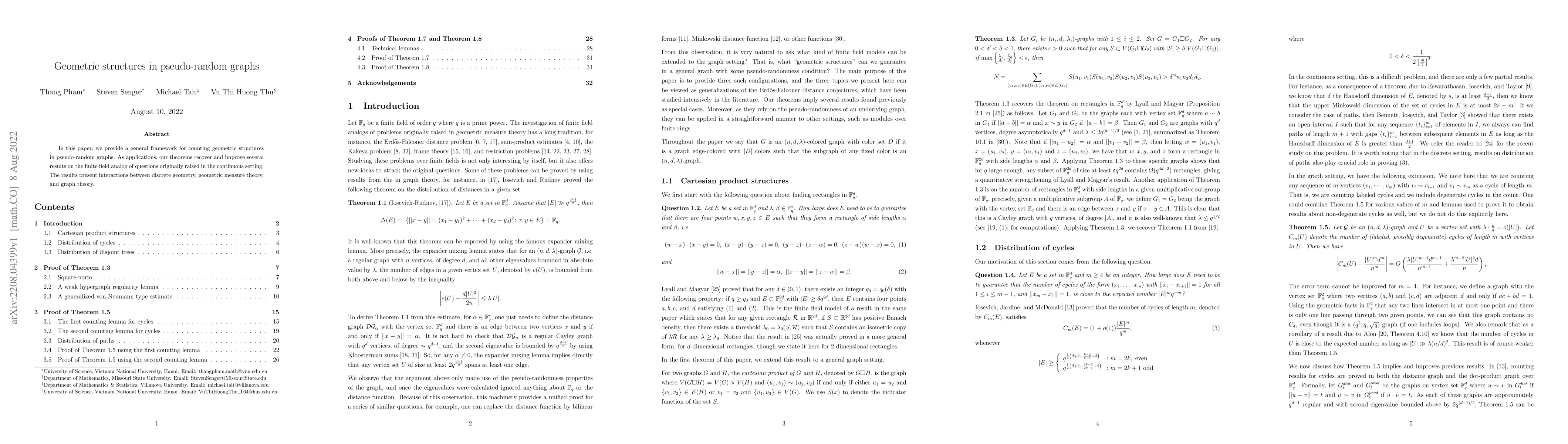 Thumbnail for Geometric structures in pseudo-random graphs