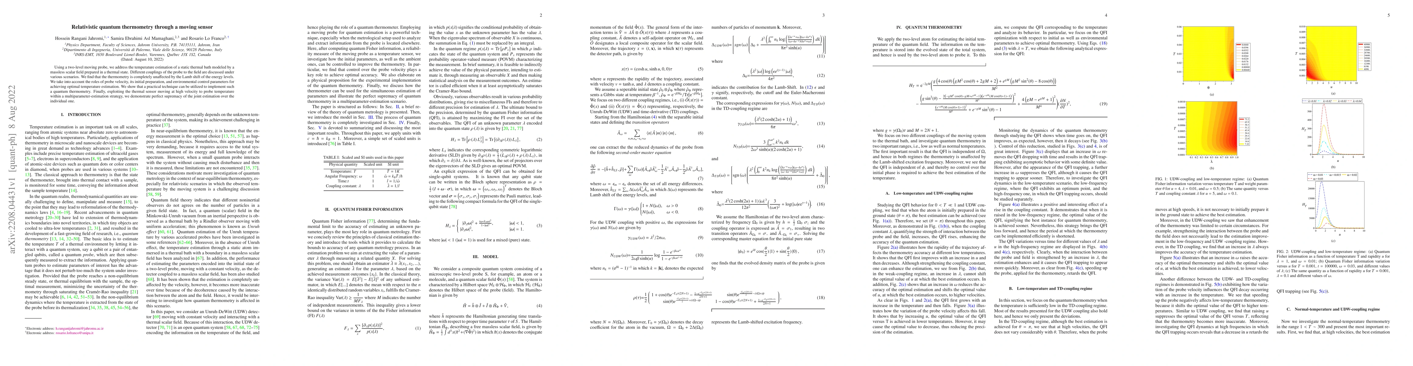 Thumbnail for Relativistic quantum thermometry through a moving sensor