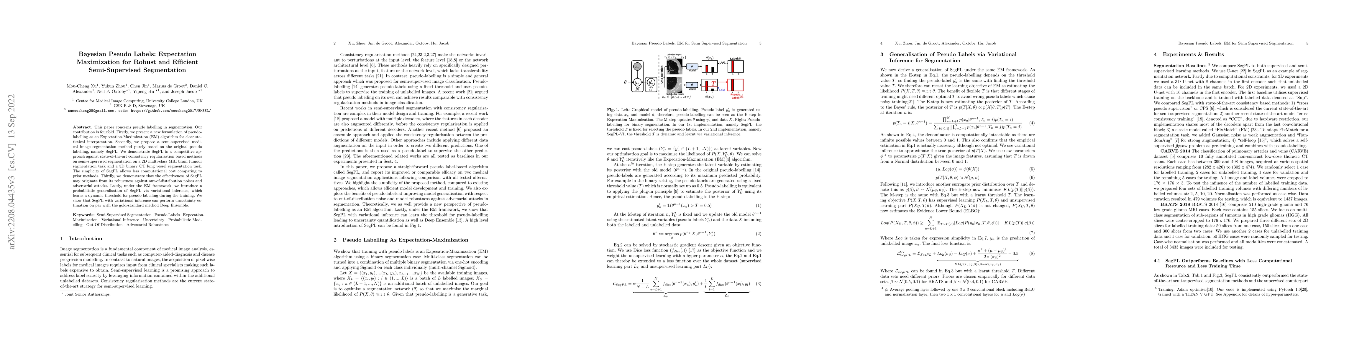 Thumbnail for Bayesian Pseudo Labels: Expectation Maximization for Robust and
  Efficient Semi-Supervised Segmentation