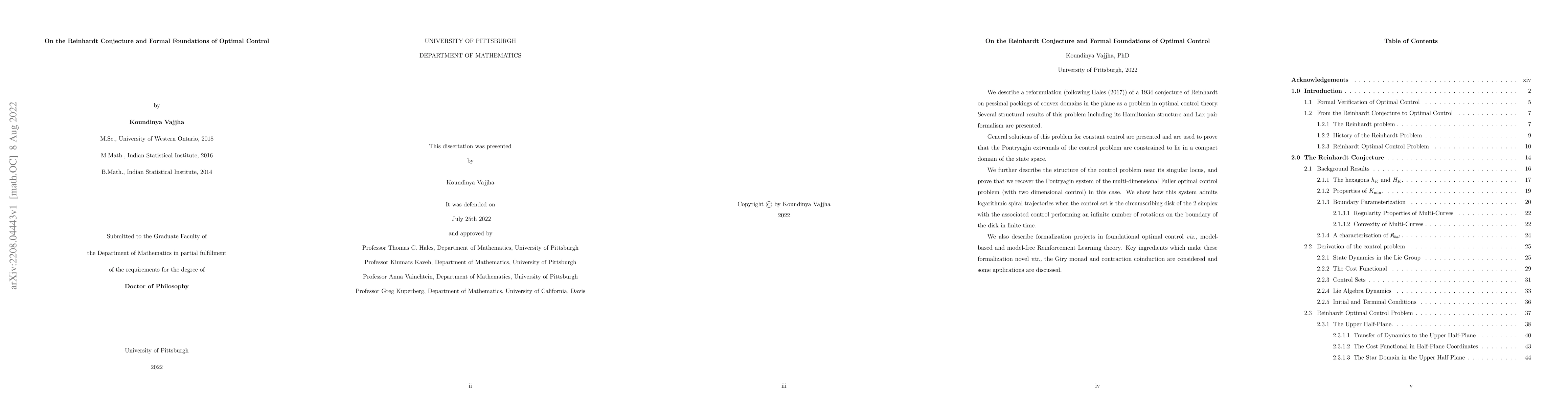 Thumbnail for On the Reinhardt Conjecture and Formal Foundations of Optimal Control