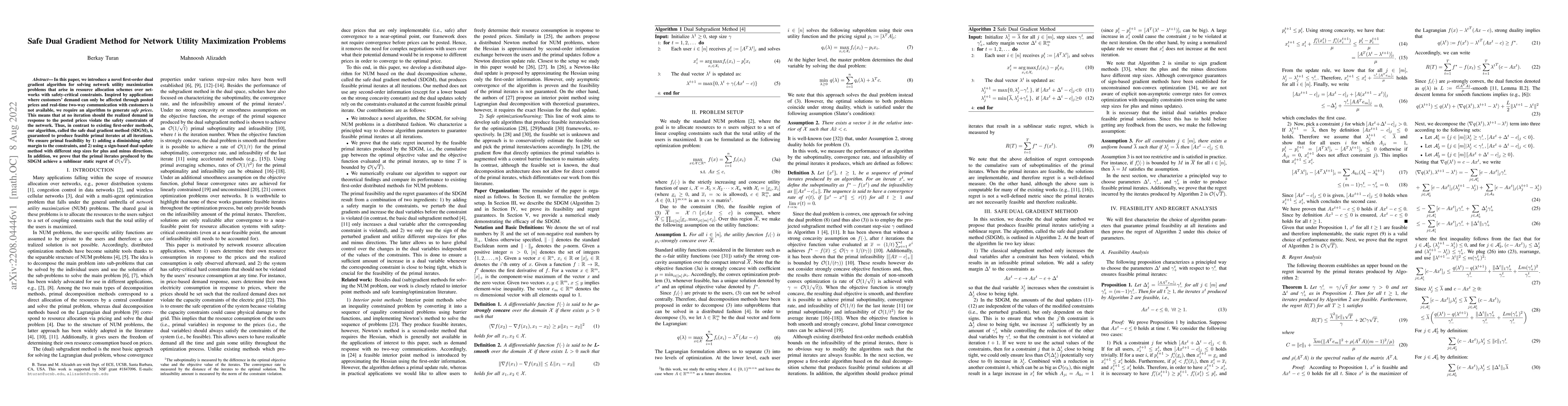 Thumbnail for Safe Dual Gradient Method for Network Utility Maximization Problems