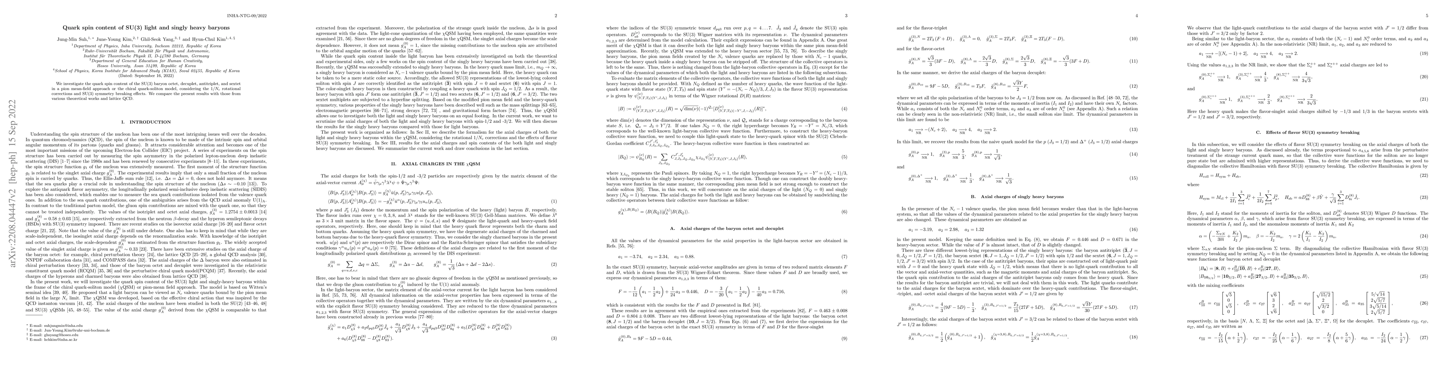 Thumbnail for Quark spin content of SU(3) light and singly heavy baryons