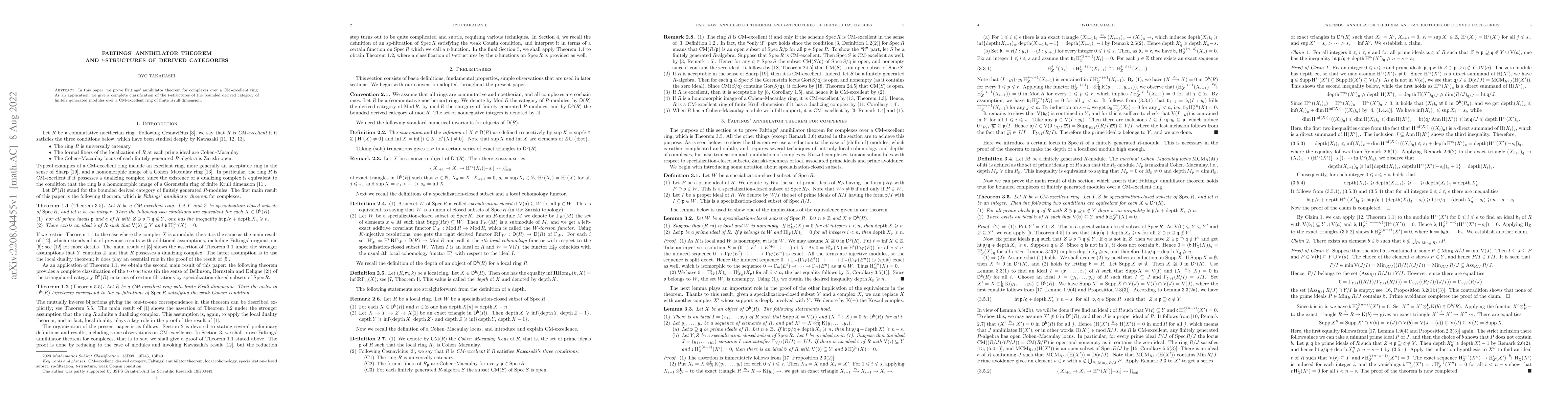 Thumbnail for Faltings' annihilator theorem and t-structures of derived categories