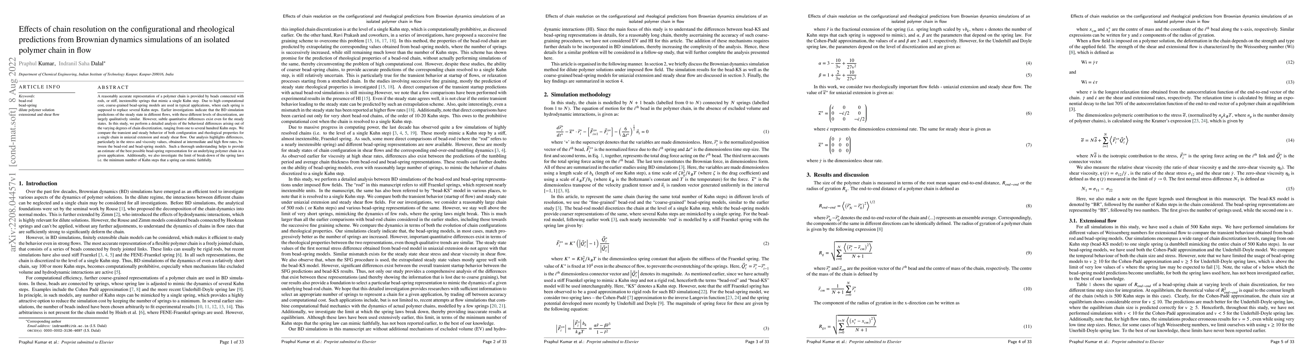 Thumbnail for Effects of chain resolution on the configurational and rheological
  predictions from Brownian dynamics simulations of an isolated polymer chain
  in flow