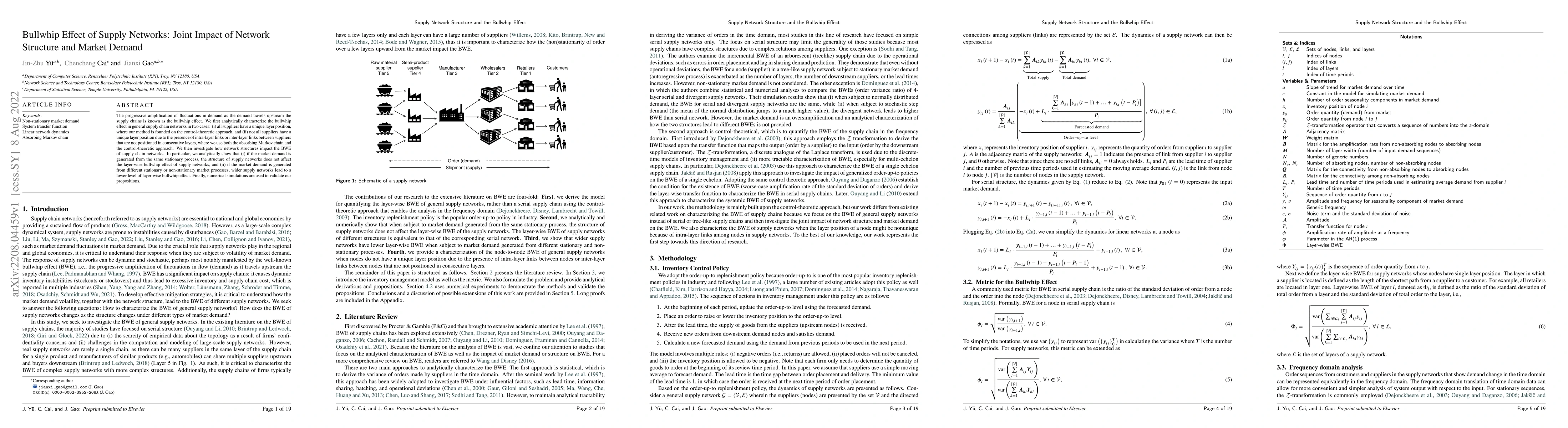 Thumbnail for Bullwhip Effect of Supply Networks: Joint Impact of Network Structure
  and Market Demand
