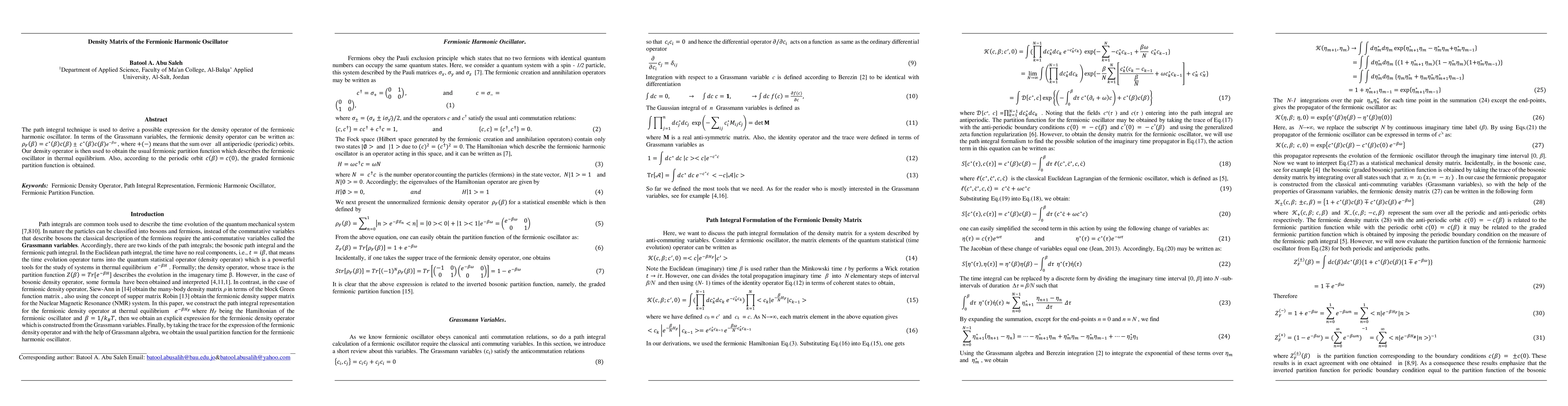 Thumbnail for Density Matrix of the Fermionic Harmonic Oscillator