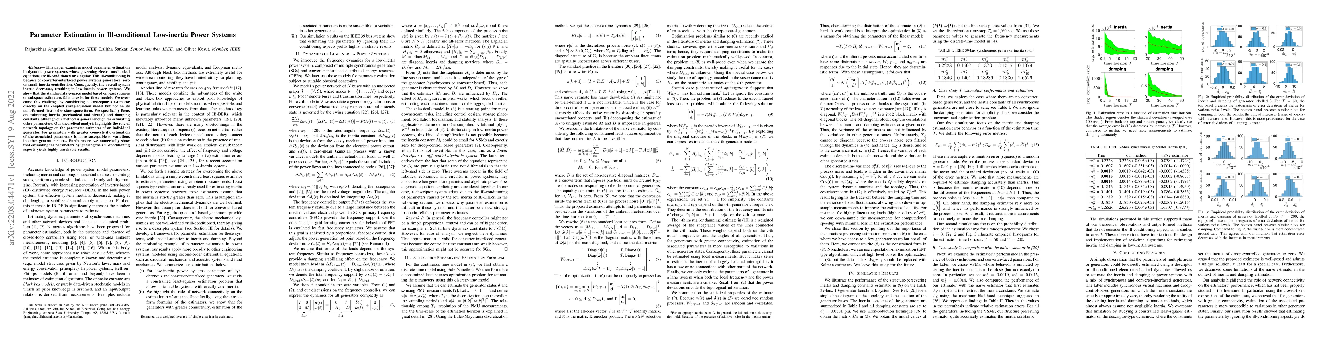 Thumbnail for Parameter Estimation in Ill-conditioned Low-inertia Power Systems
