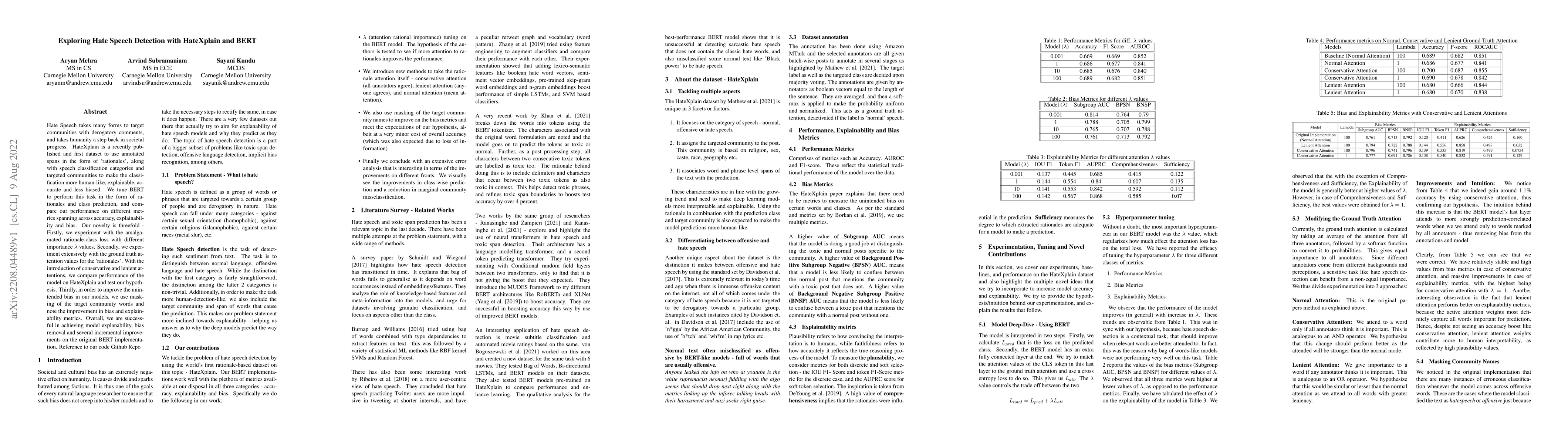 Thumbnail for Exploring Hate Speech Detection with HateXplain and BERT