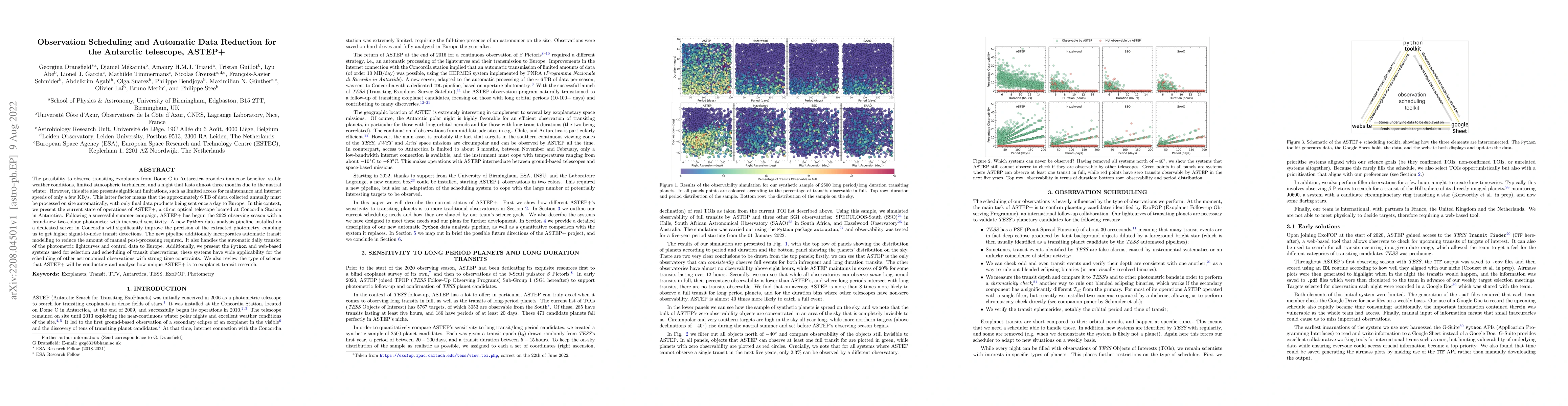 Thumbnail for Observation Scheduling and Automatic Data Reduction for the Antarctic
  telescope, ASTEP+