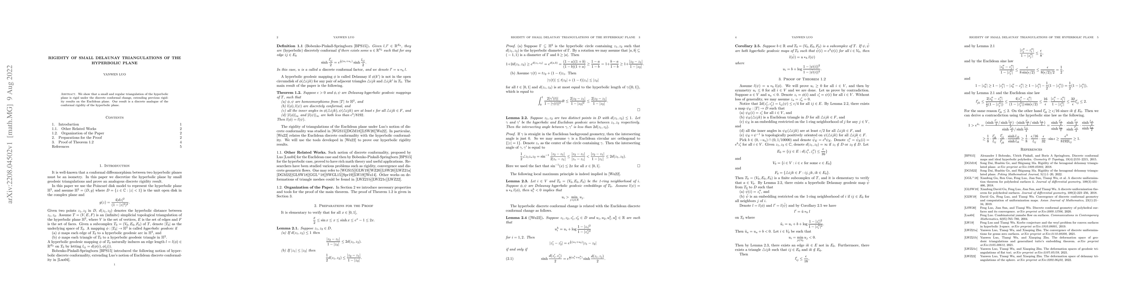Thumbnail for Rigidity of small Delaunay triangulations of the hyperbolic plane
