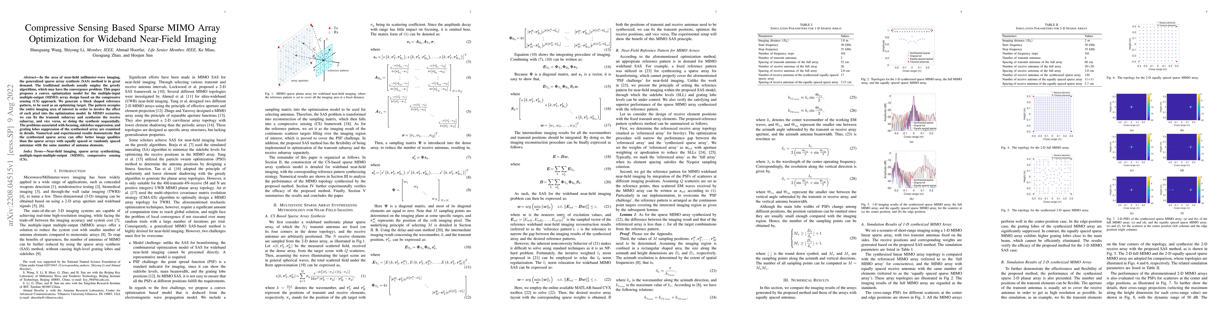 Thumbnail for Compressive Sensing Based Sparse MIMO Array Optimization for Wideband
  Near-Field Imaging