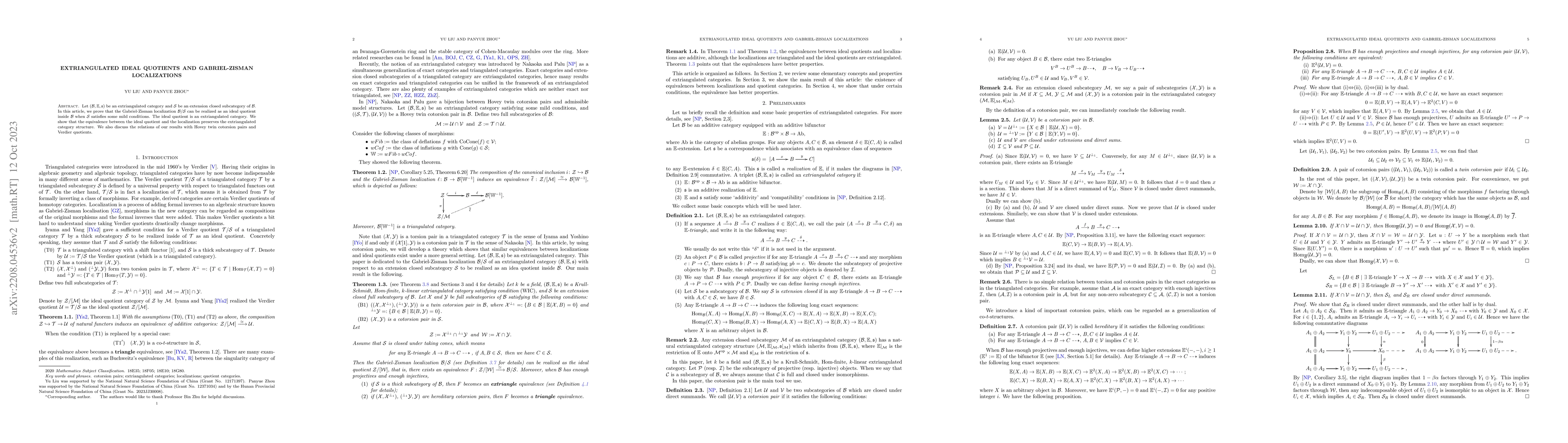 Thumbnail for Extriangulated ideal quotients and Gabriel-Zisman localizations