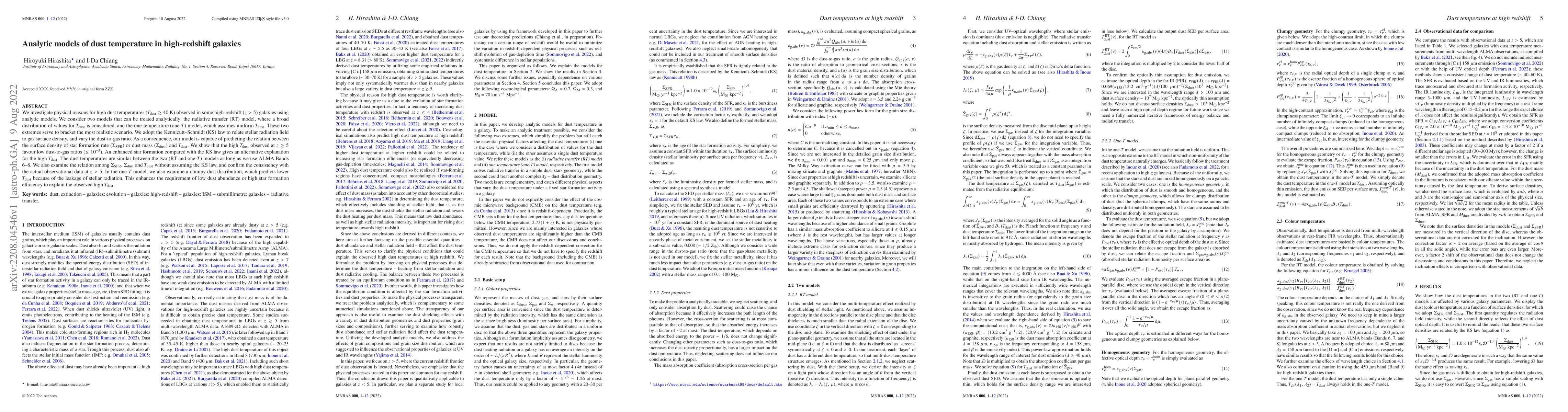 Thumbnail for Analytic models of dust temperature in high-redshift galaxies