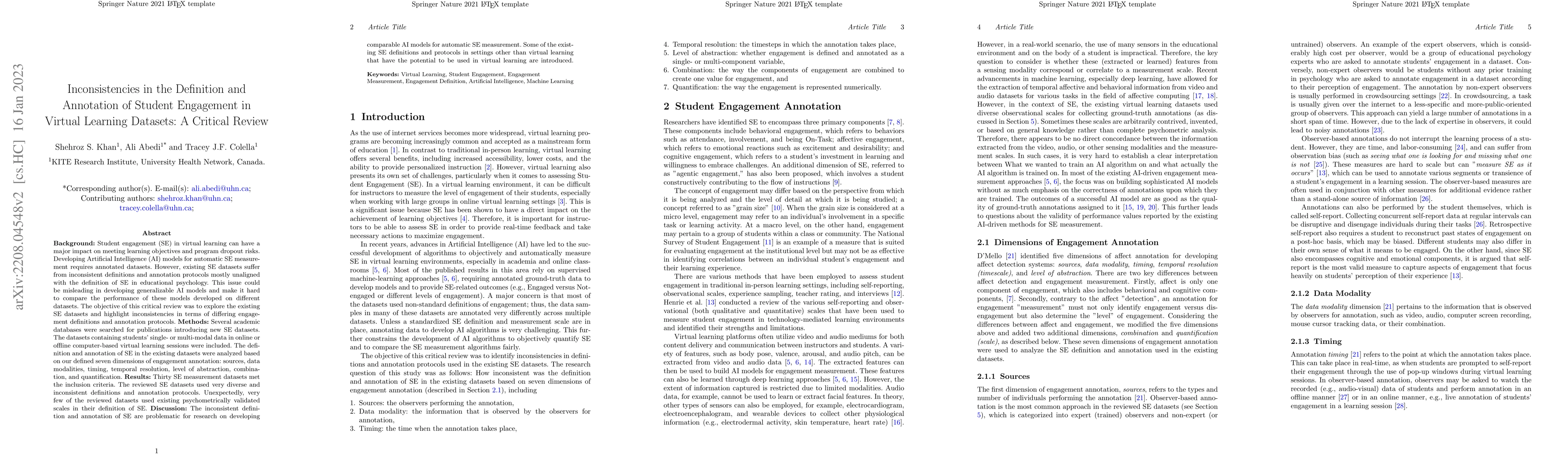 Thumbnail for Inconsistencies in the Definition and Annotation of Student Engagement
  in Virtual Learning Datasets: A Critical Review
