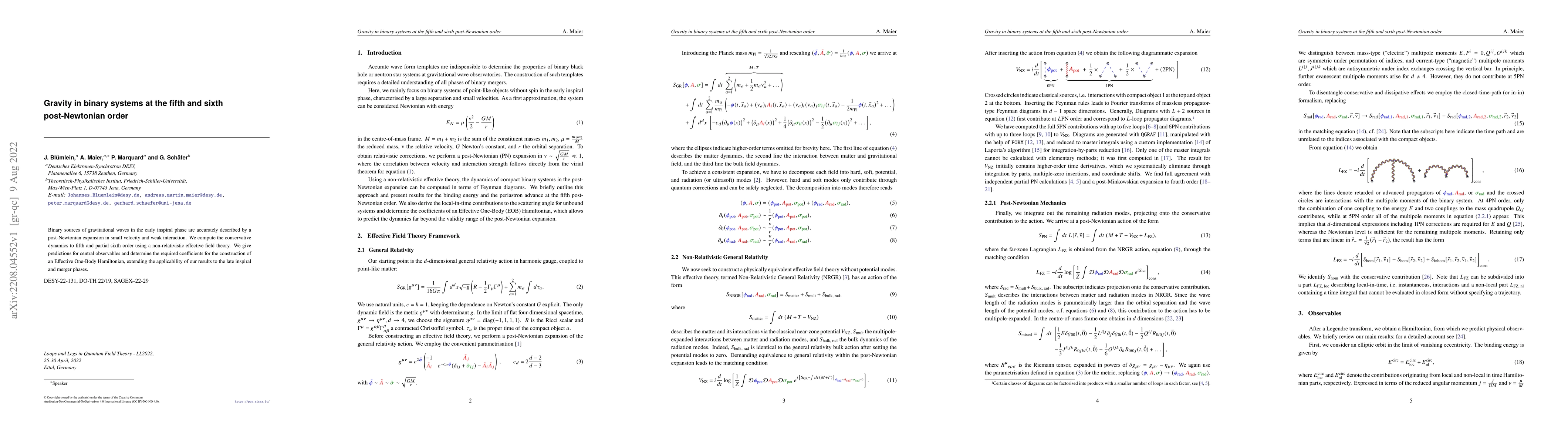 Thumbnail for Gravity in binary systems at the fifth and sixth post-Newtonian order