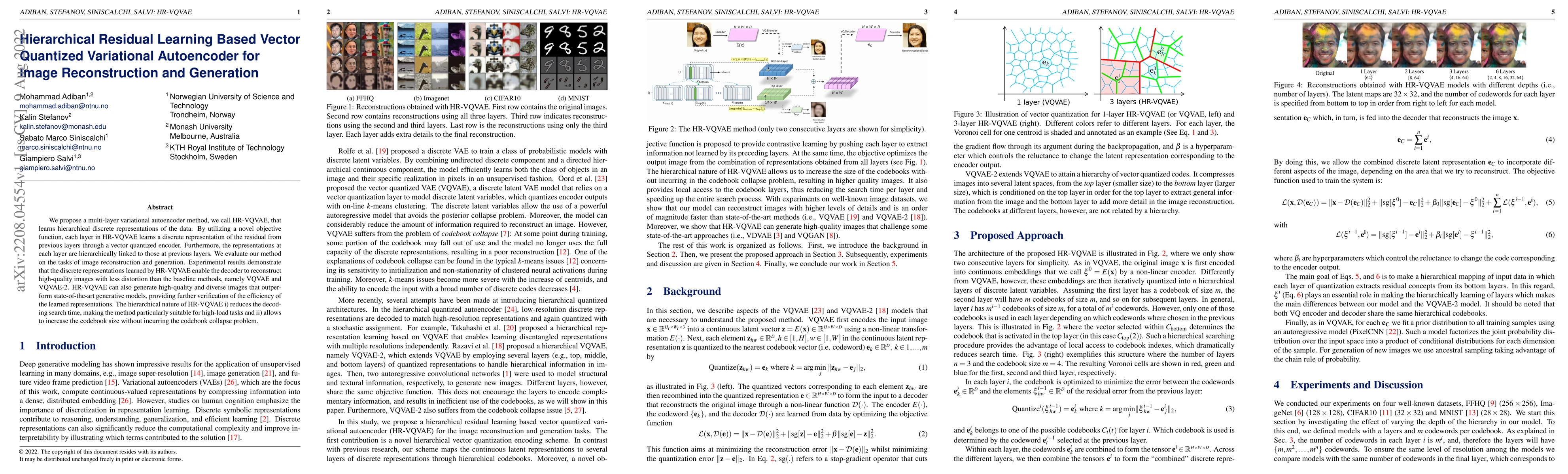 Thumbnail for Hierarchical Residual Learning Based Vector Quantized Variational
  Autoencoder for Image Reconstruction and Generation