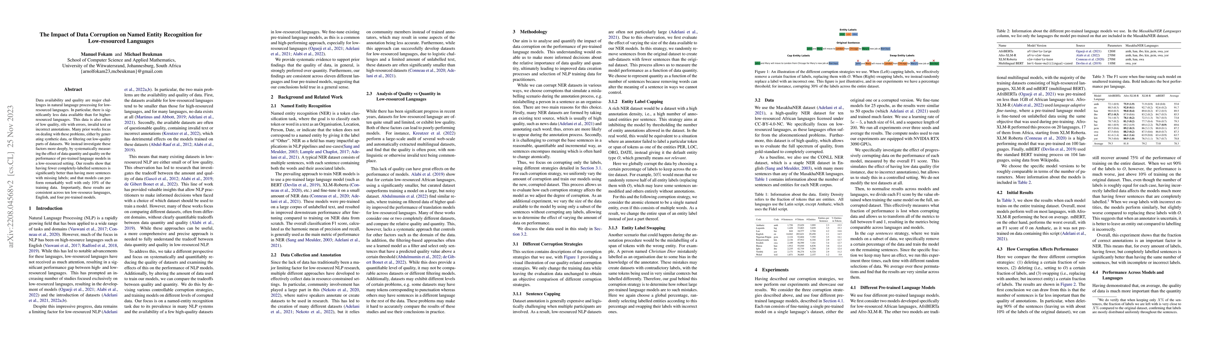 Thumbnail for The Impact of Data Corruption on Named Entity Recognition for
  Low-resourced Languages