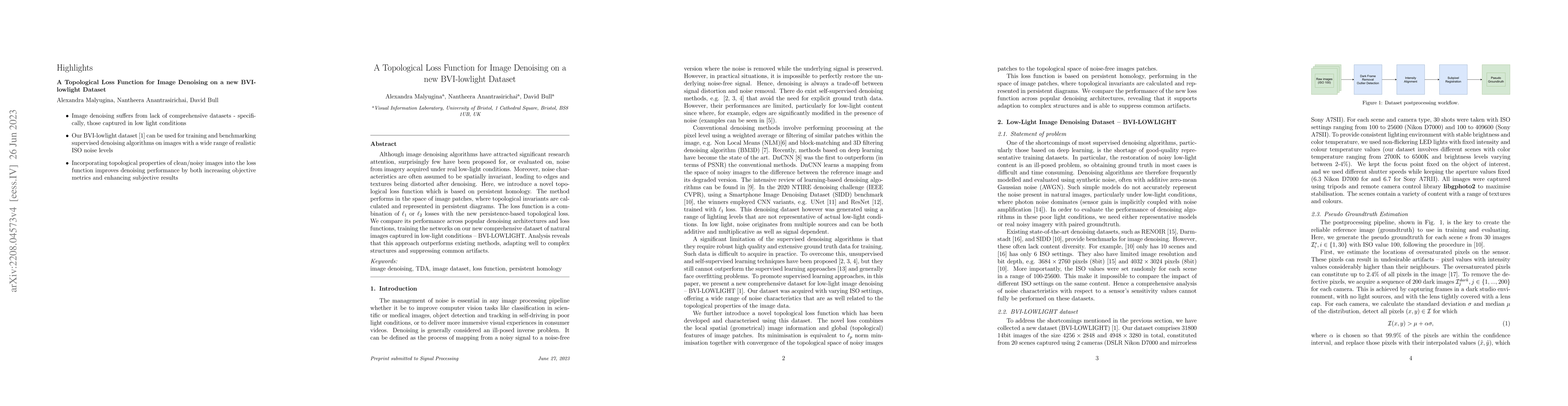 Thumbnail for A Topological Loss Function: Image Denoising on a Low-Light Dataset