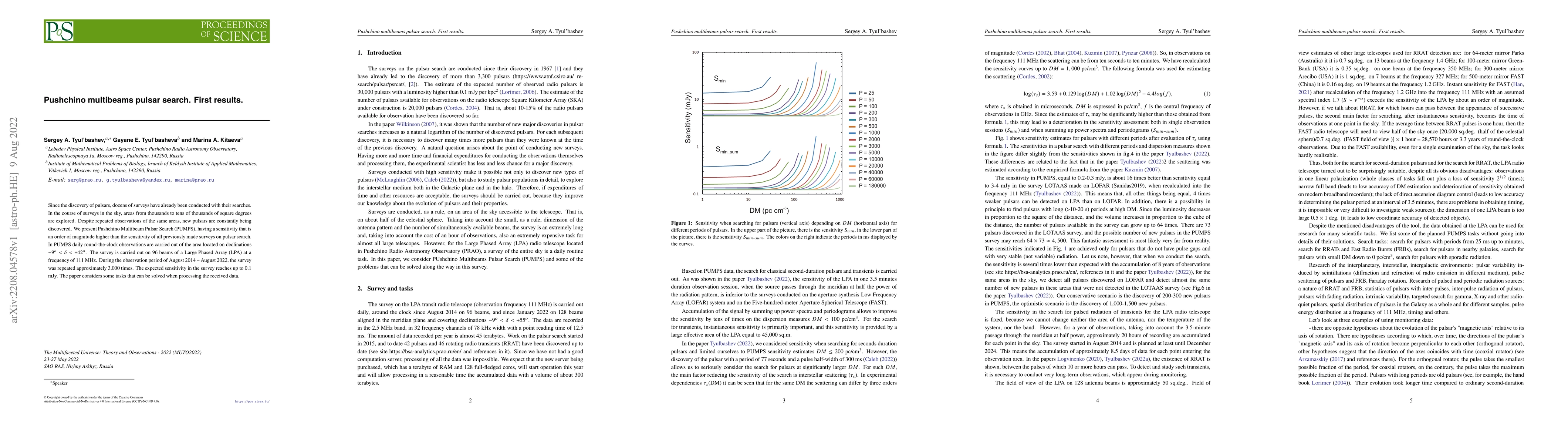 Thumbnail for Pushchino multibeams pulsar search. First results