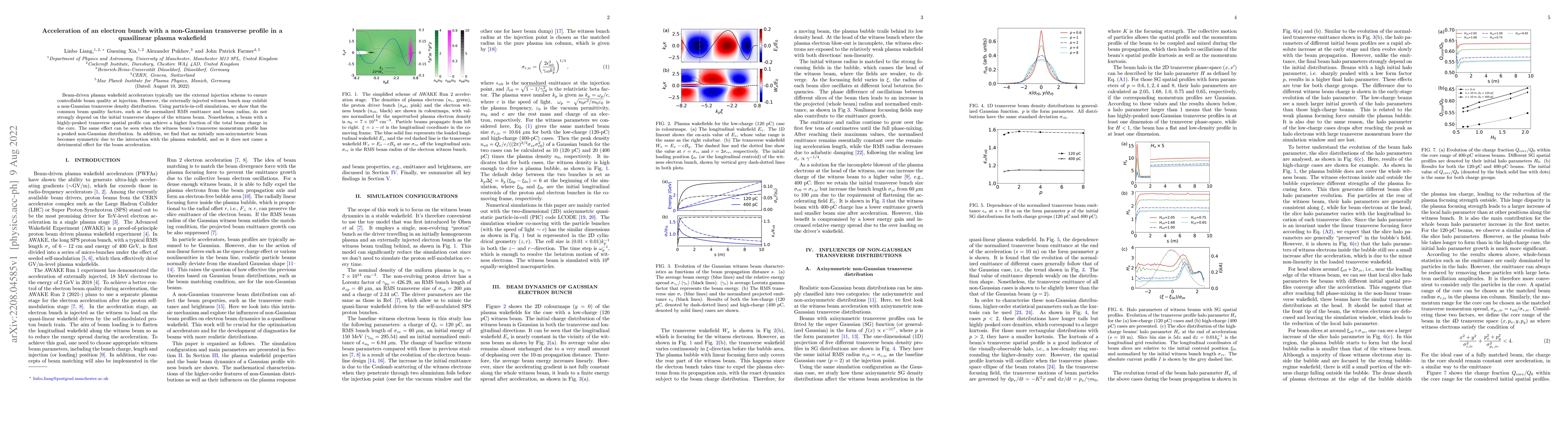 Thumbnail for Acceleration of an electron bunch with a non-Gaussian transverse profile
  in a quasilinear plasma wakefield