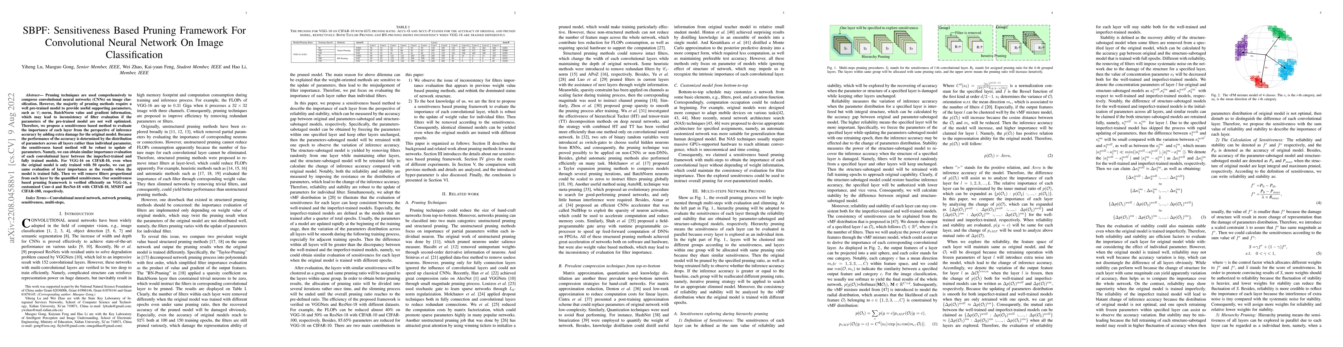 Thumbnail for SBPF: Sensitiveness Based Pruning Framework For Convolutional Neural
  Network On Image Classification