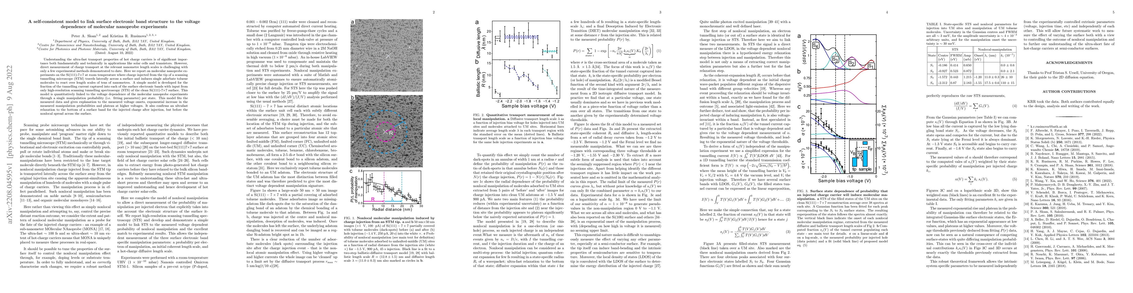 Thumbnail for A self-consistent model to link surface electronic band structure to the
  voltage dependence of hot electron induced molecular nanoprobe experiments