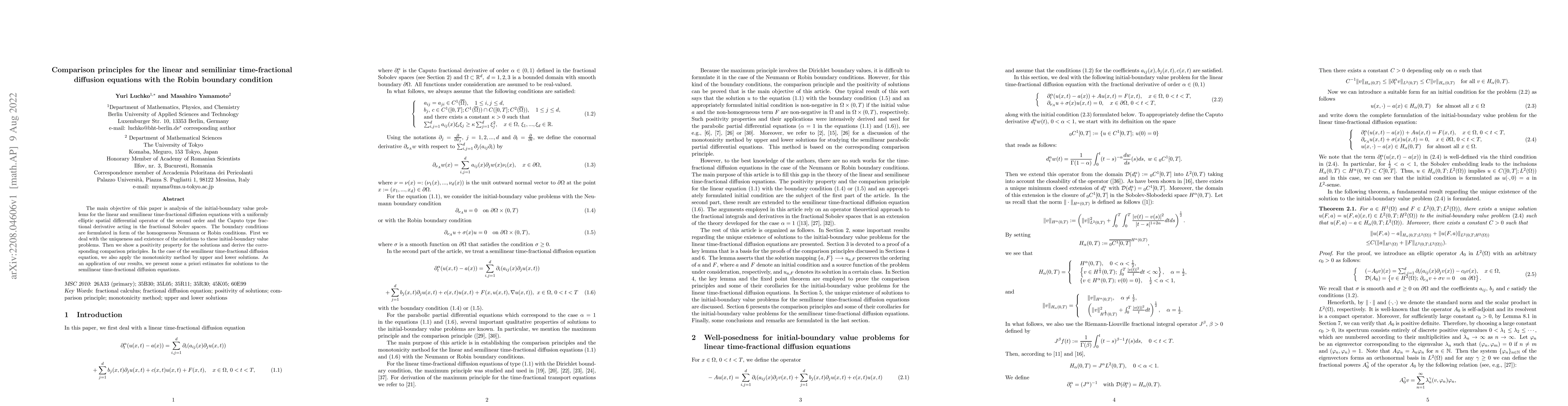 Thumbnail for Comparison principles for the linear and semiliniar time-fractional
  diffusion equations with the Robin boundary condition