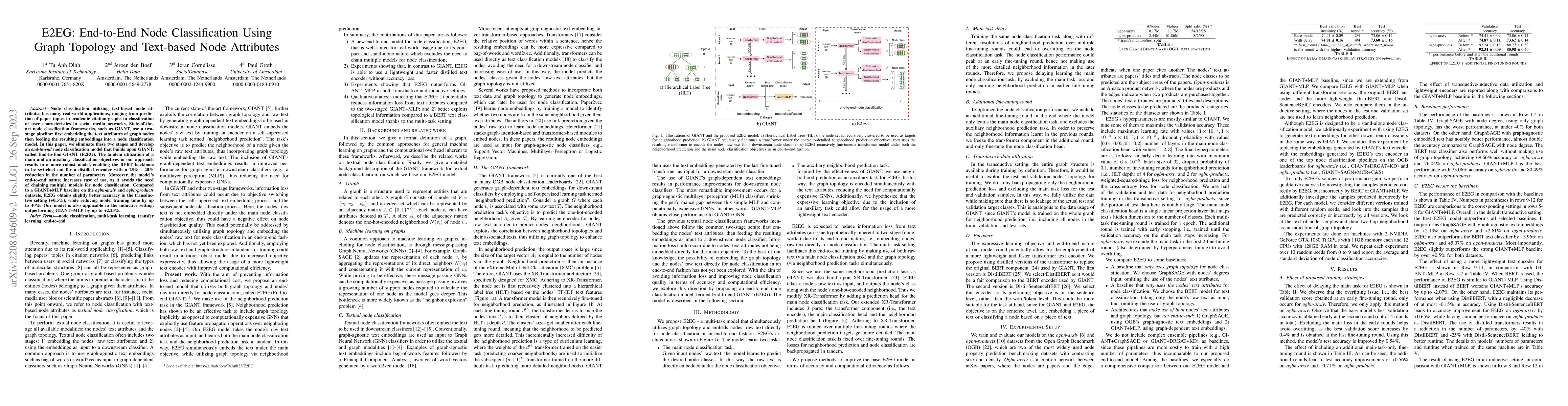 Thumbnail for E2EG: End-to-End Node Classification Using Graph Topology and Text-based
  Node Attributes