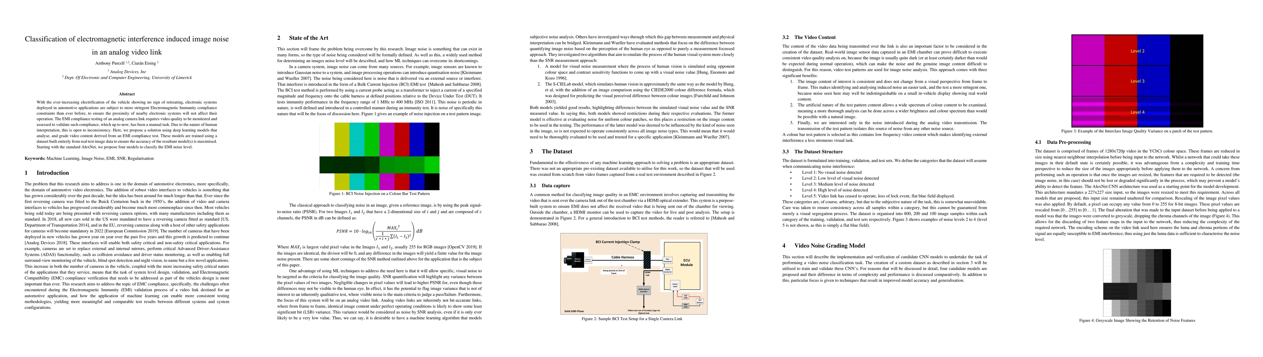 Thumbnail for Classification of electromagnetic interference induced image noise in an
  analog video link