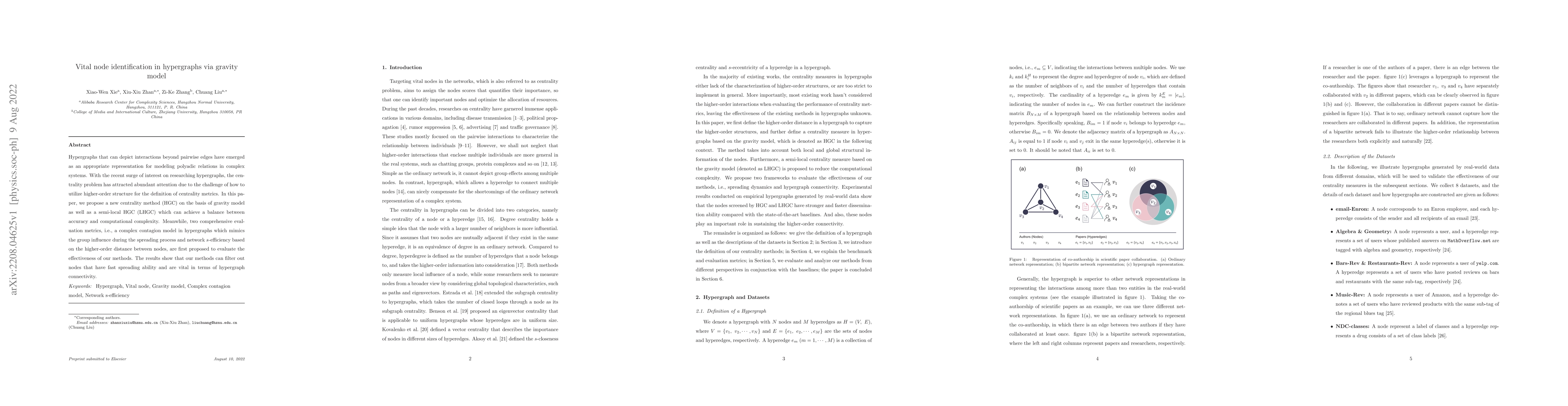 Thumbnail for Vital node identification in hypergraphs via gravity model