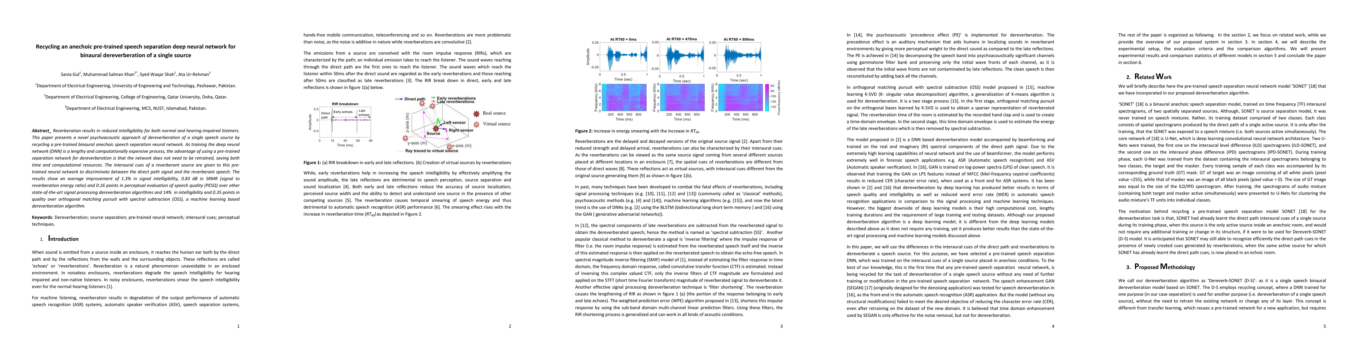 Thumbnail for Recycling an anechoic pre-trained speech separation deep neural network
  for binaural dereverberation of a single source