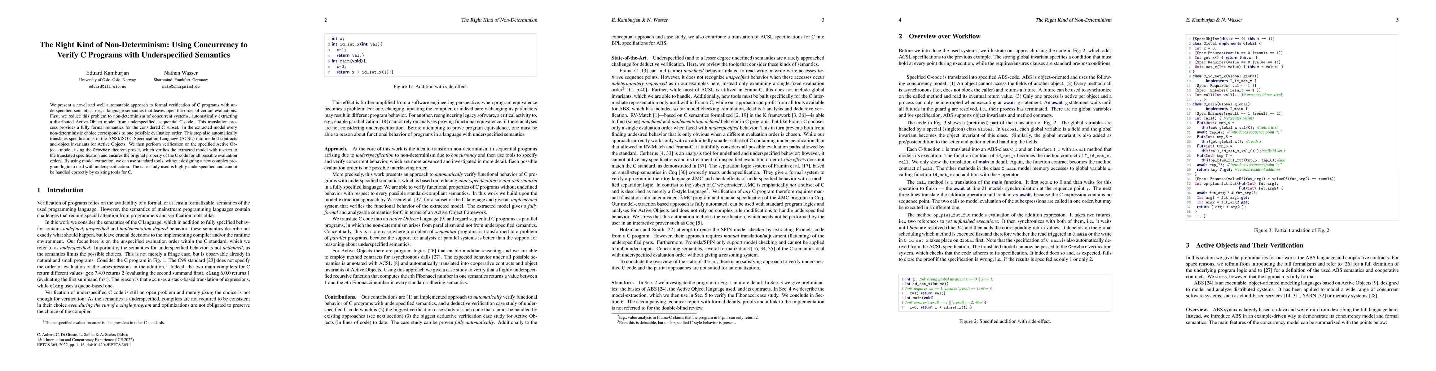 Thumbnail for The Right Kind of Non-Determinism: Using Concurrency to Verify C
  Programs with Underspecified Semantics