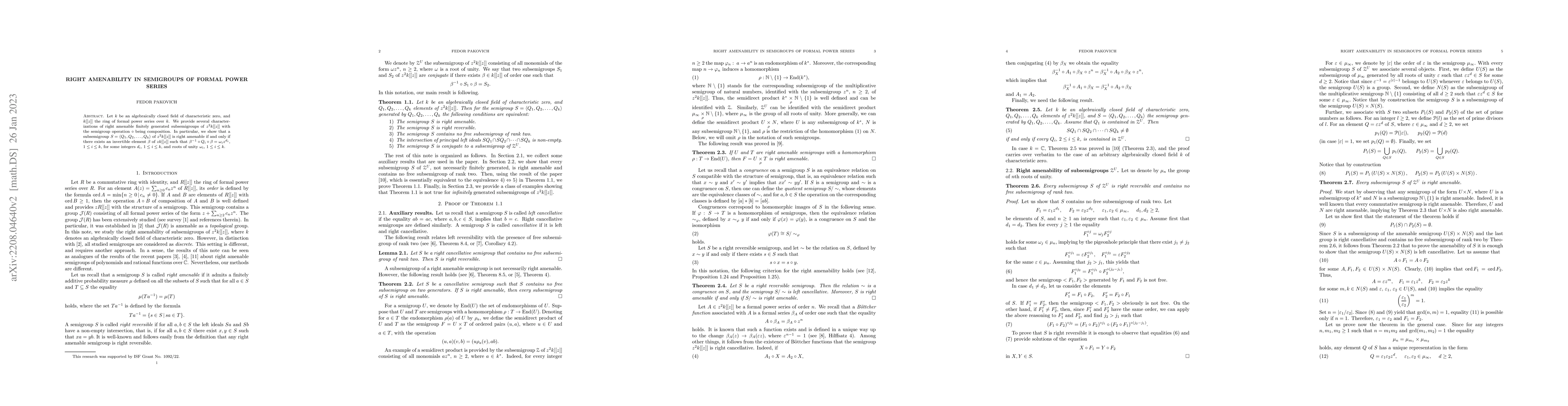 Thumbnail for Right amenability in semigroups of formal power series