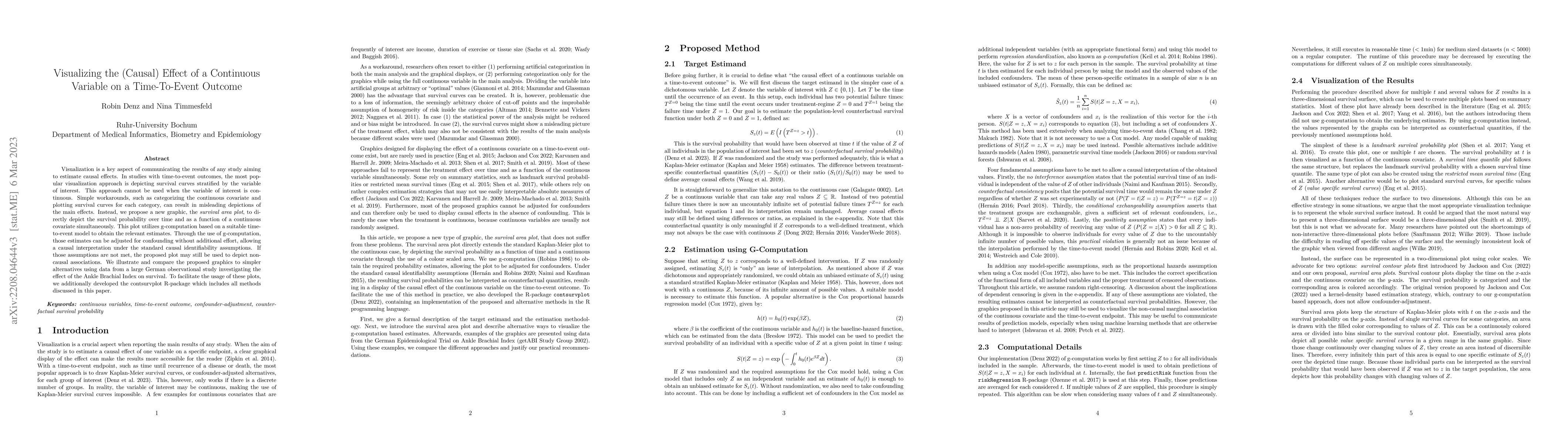 Thumbnail for Visualizing the (Causal) Effect of a Continuous Variable on a
  Time-To-Event Outcome